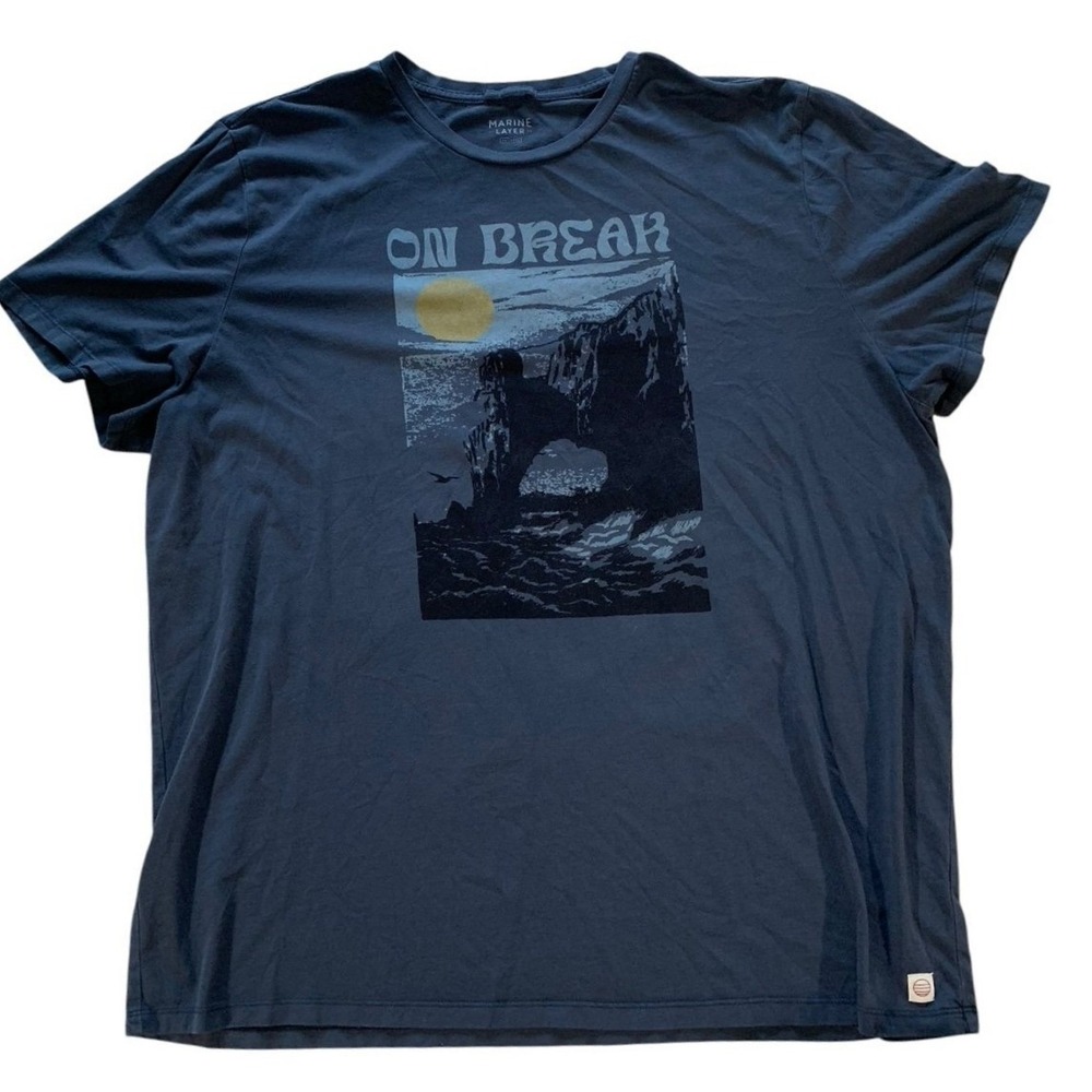 Marine Layer Graphic Tee Mens XXL Blue On Break Coastal Beachy Gorpcore